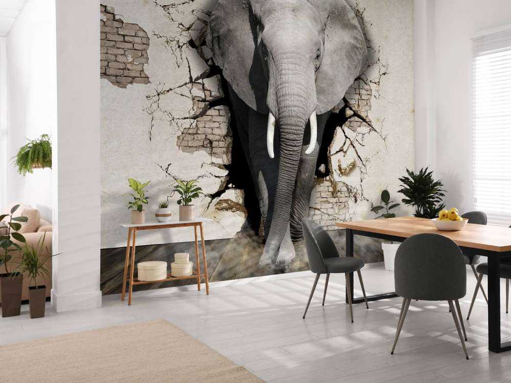 3D Elefant auf Fototapete