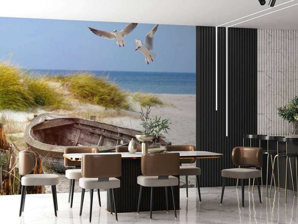 Möven, Strand und Meer