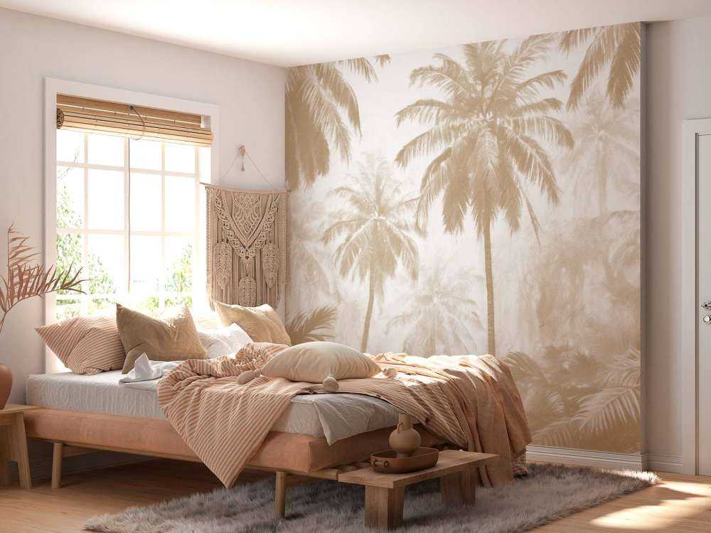 Nebeliger Palmenwald, taupe