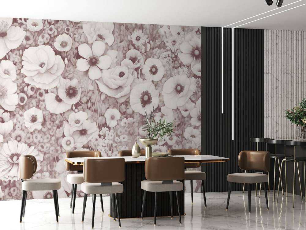 Mohnmärchen Monochrom Bordeaux