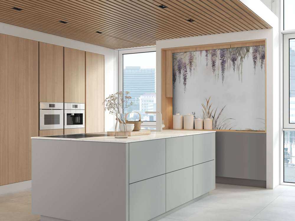 Wisteria und Feldgräser Beige