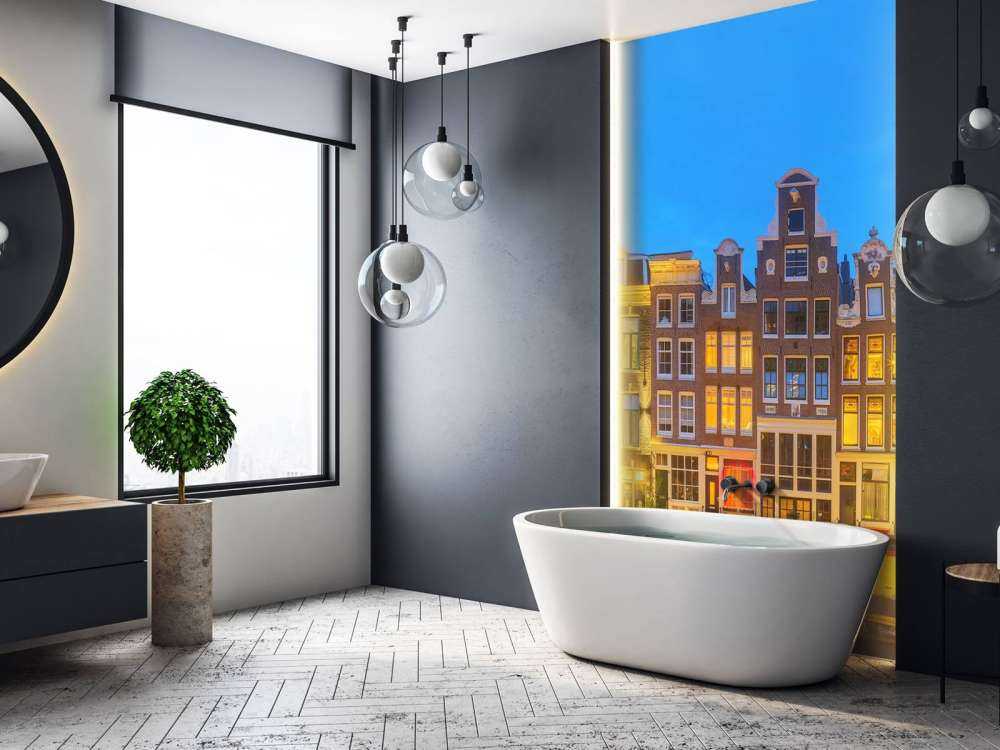 Häuser in Amsterdam bei Nacht