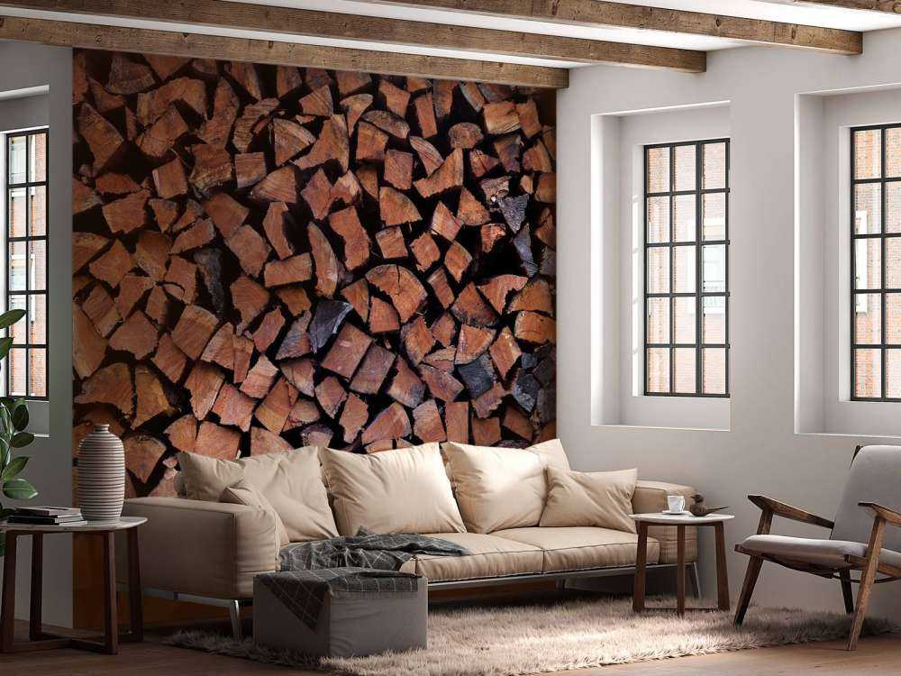 Gespaltenes und gestapeltes Holz