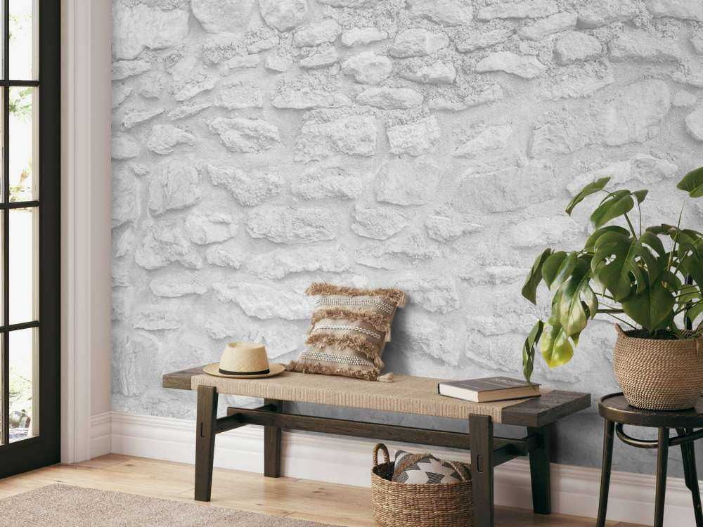 Helle Wand mit groben Ziegeln