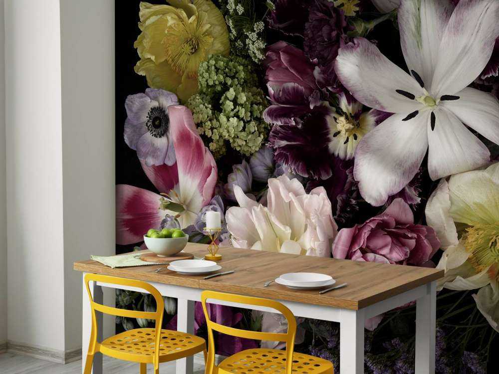 Bunte Blumen dunkel