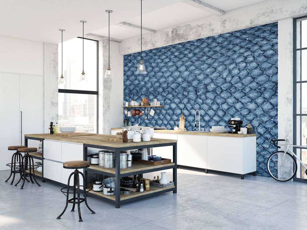 Lachshauttextur in Blau