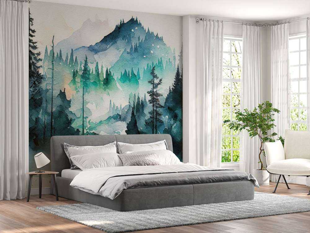 Wald in Aquarellfarben