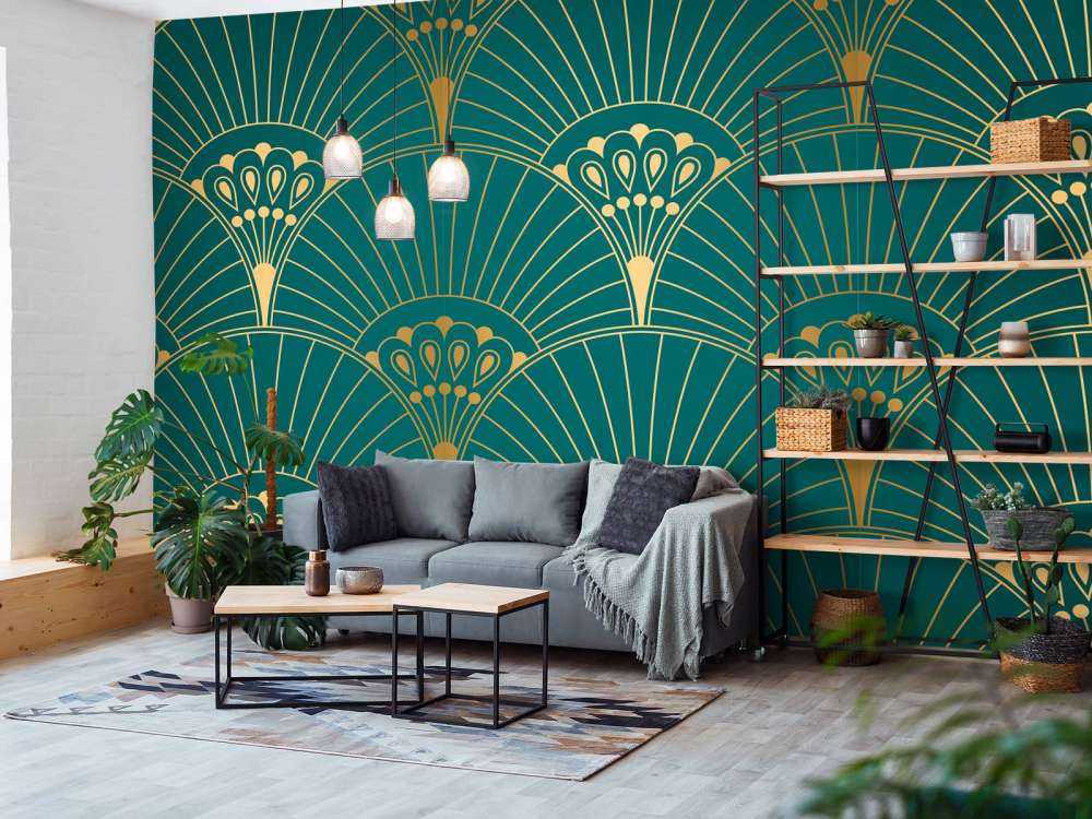 Art Deco Fächer in Petrol