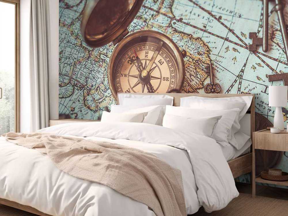 Weltkarte mit Kompass