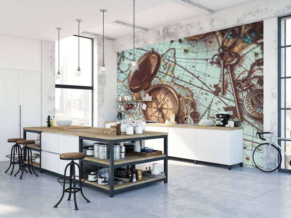 Weltkarte mit Kompass