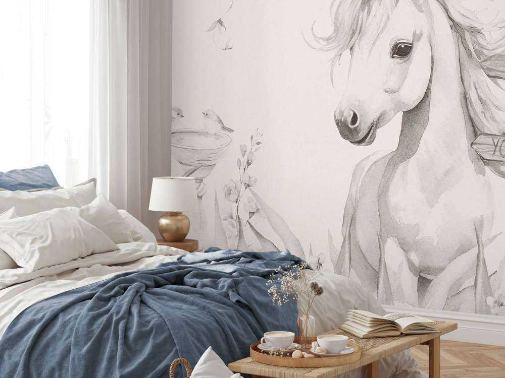 Baby-Einhorn mit Pflanzen beige