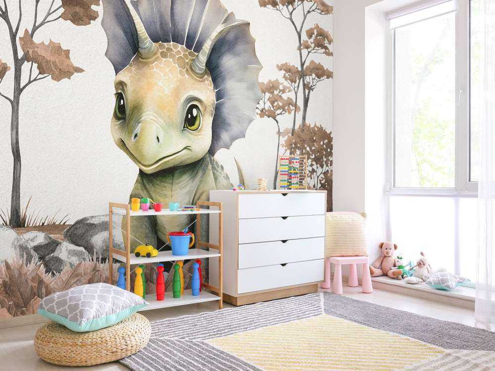 Baby-Triceratops im taupefarbenen Dschungel