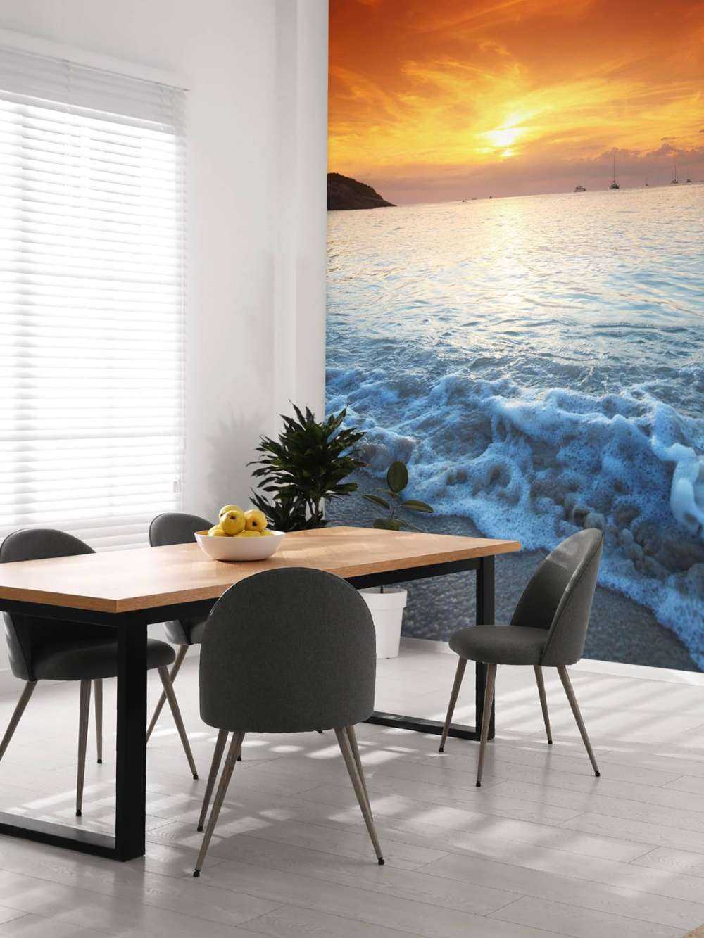 Blauer Strand bei Sonnenuntergang
