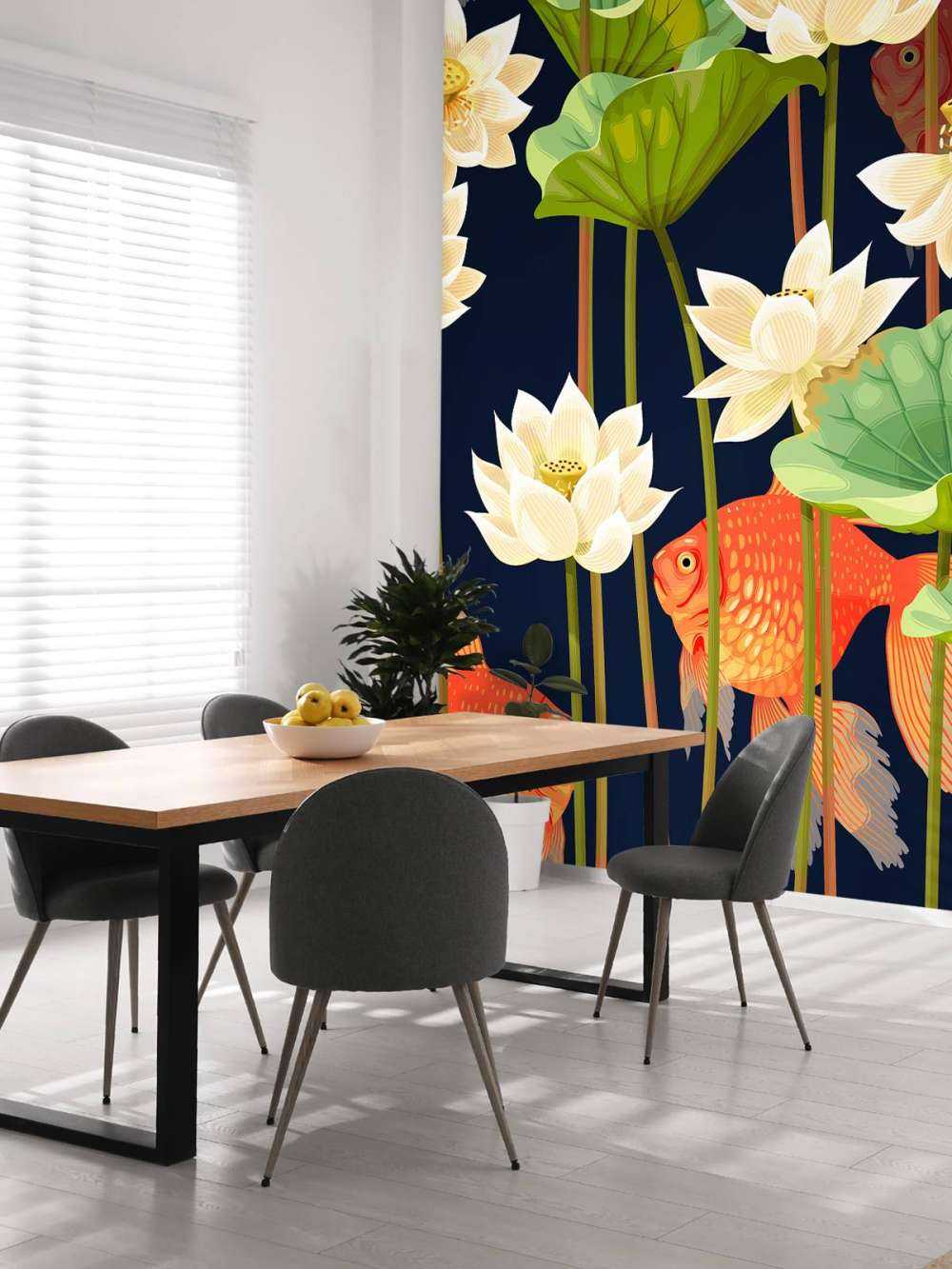 Lotosblumen und Fische