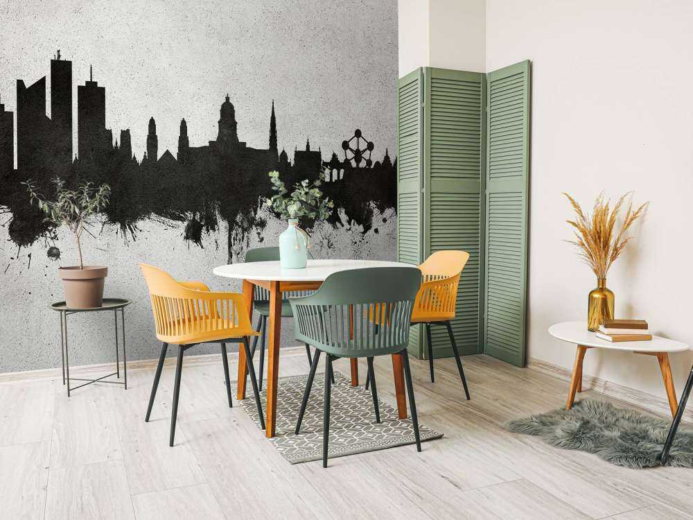 Aquarell-Skyline, Brüssel