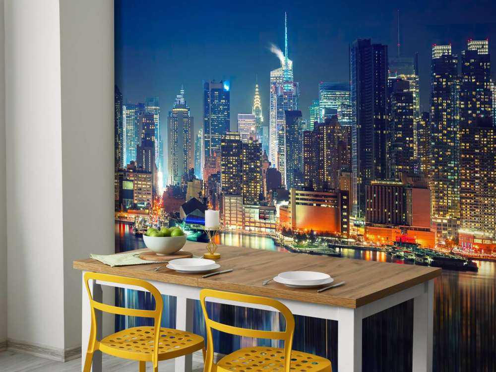 Fototapete New Yorker Skyline bei Nacht