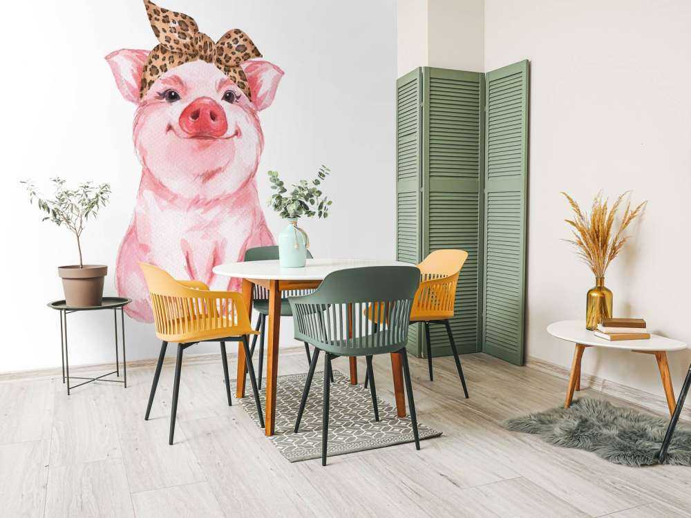 Lustiges kleines Schweinchen mit Halstuch