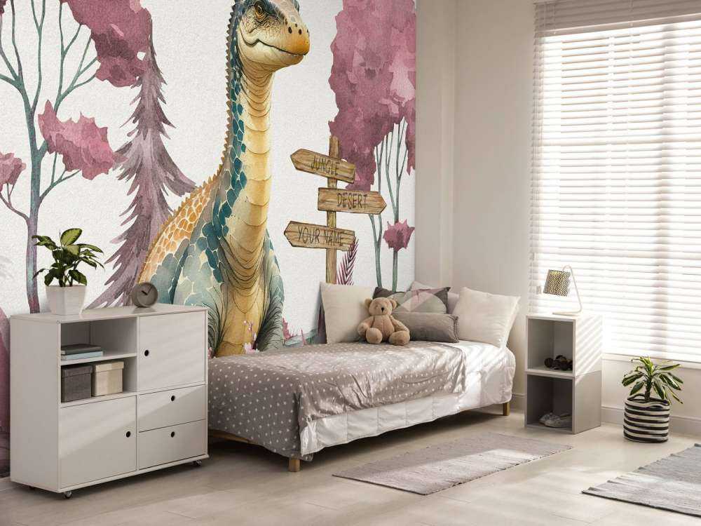Baby-Brachiosaurus im rosa Dschungel