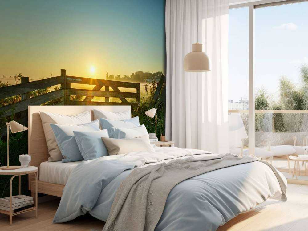 Zaun bei Sonnenaufgang