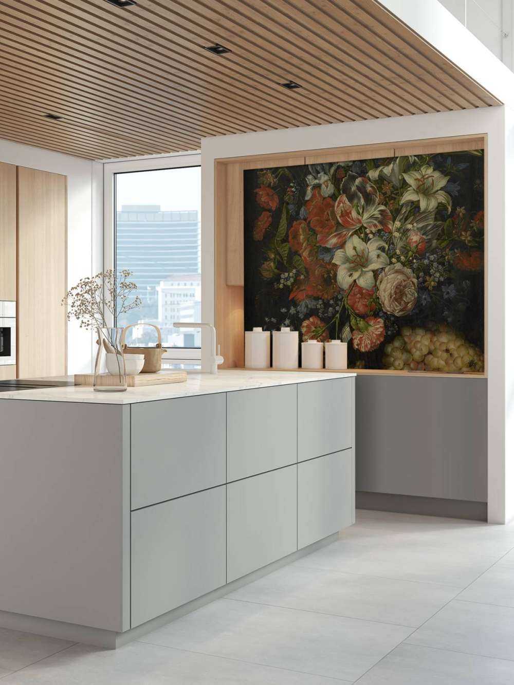 Stilleben mit Blumen und Früchten