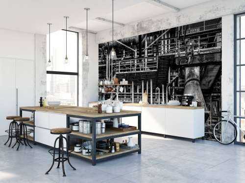 Altes Industriewerk in Schwarz-Weiß