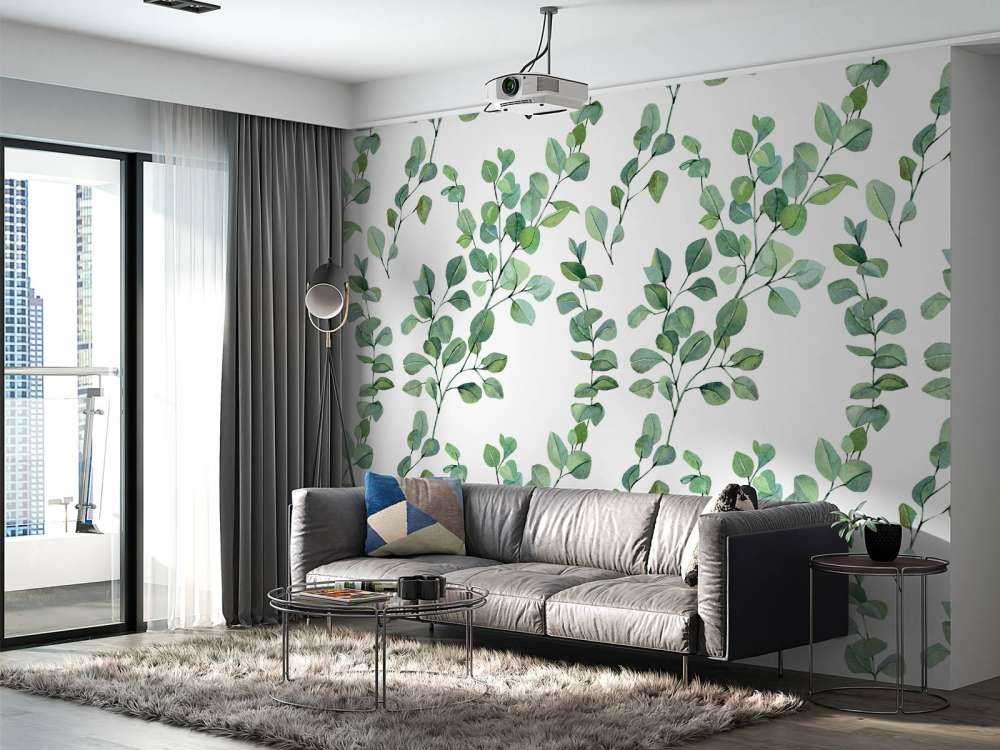 Aquarellblätter und -zweige