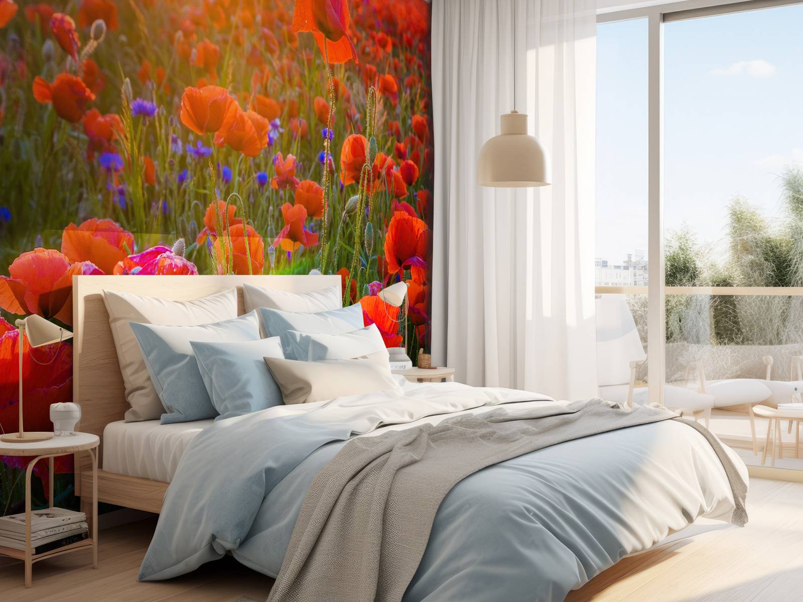 Mohnblumen mit aufgehender Sonne