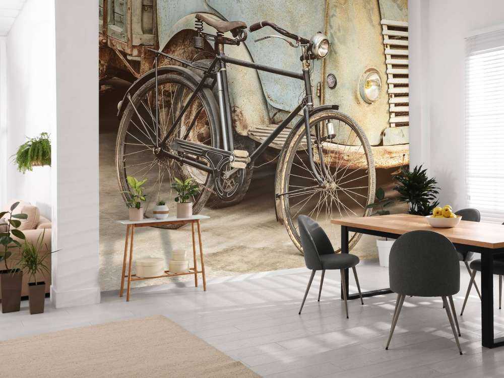 Retro altes Fahrrad mit LKW