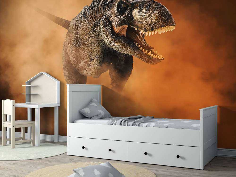 Tyrannosaurus läuft durch Rauch