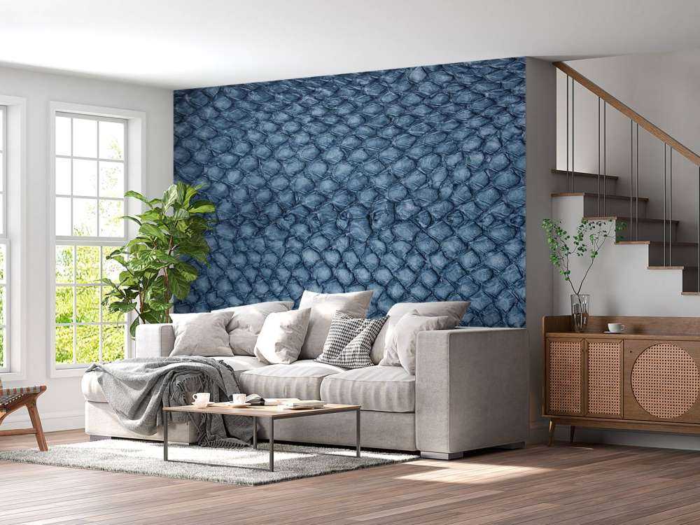 Lachshauttextur in Blau
