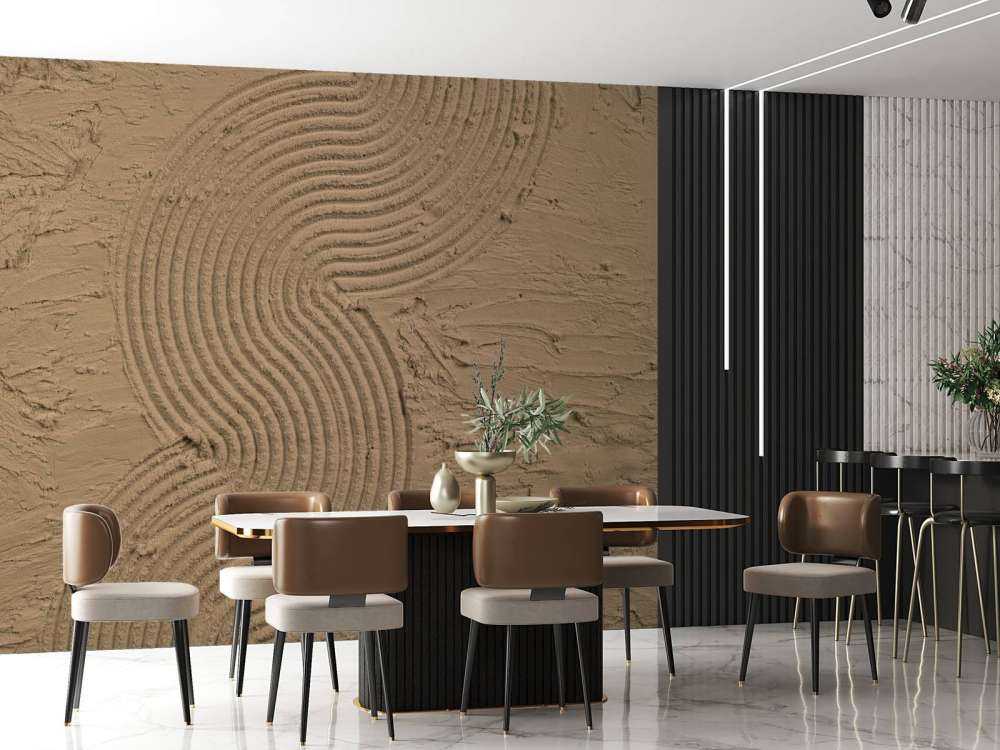 Organische Linien und Strukturen in goldbraunem Saum