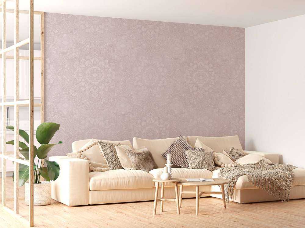 Goldenes Boho-Mandala - errötetes Rosa