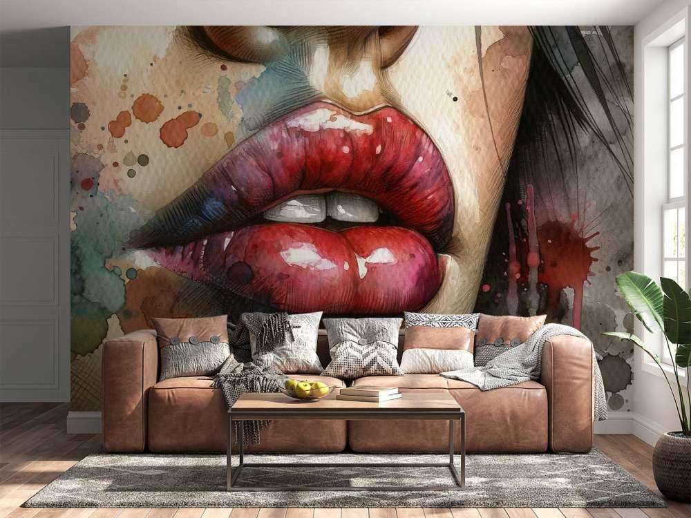 Aquarell Frauenlippen Nr. 1