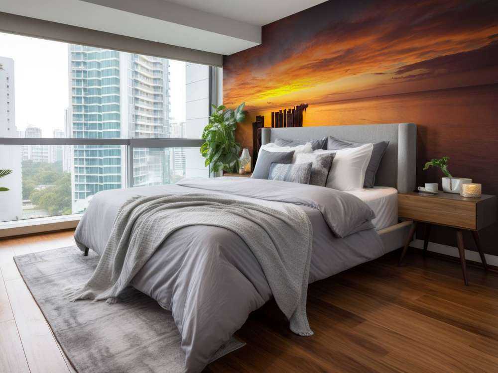 Wellenbrecher bei Sonnenaufgang