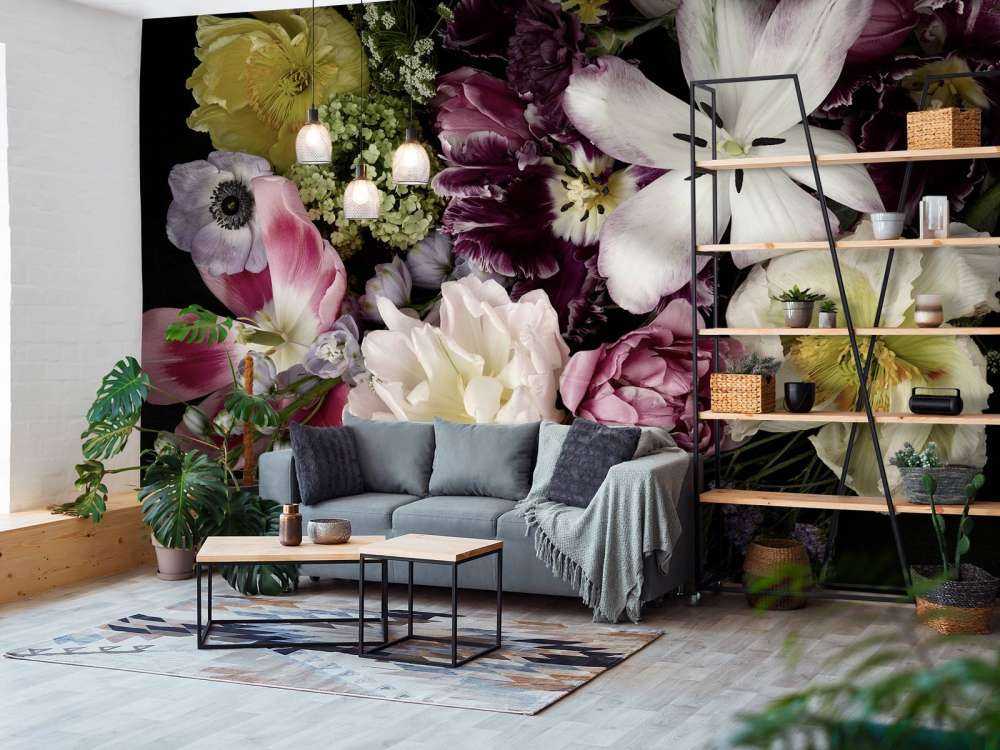 Bunte Blumen dunkel