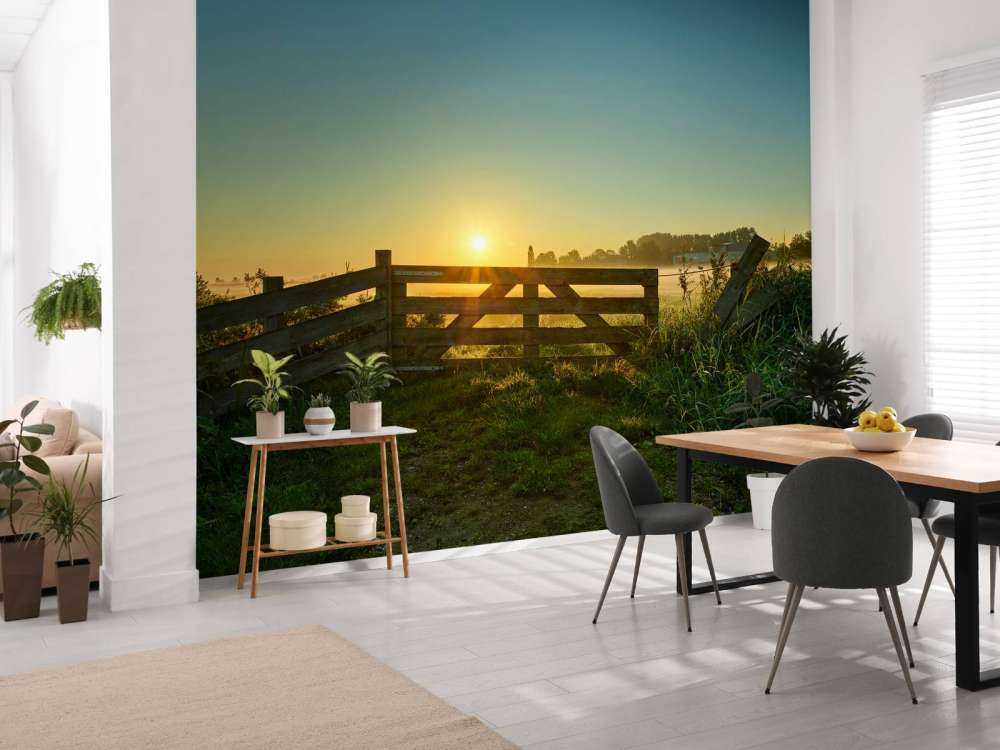 Zaun bei Sonnenaufgang