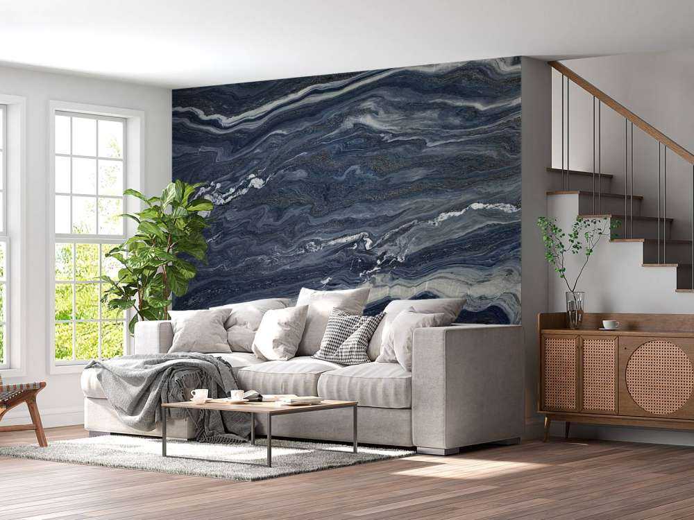 Blau mit weißem Marmor
