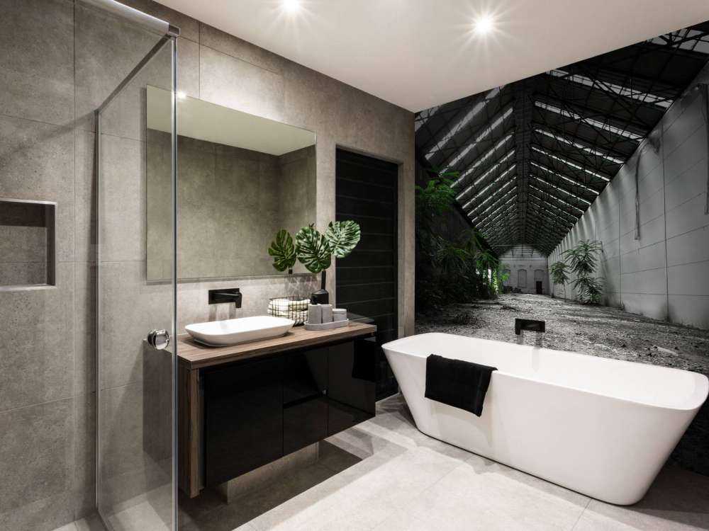 Industriehalle mit Pflanzen