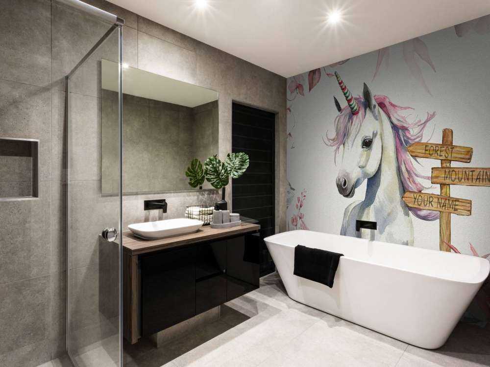 Baby-Einhorn mit Pflanzen rosa