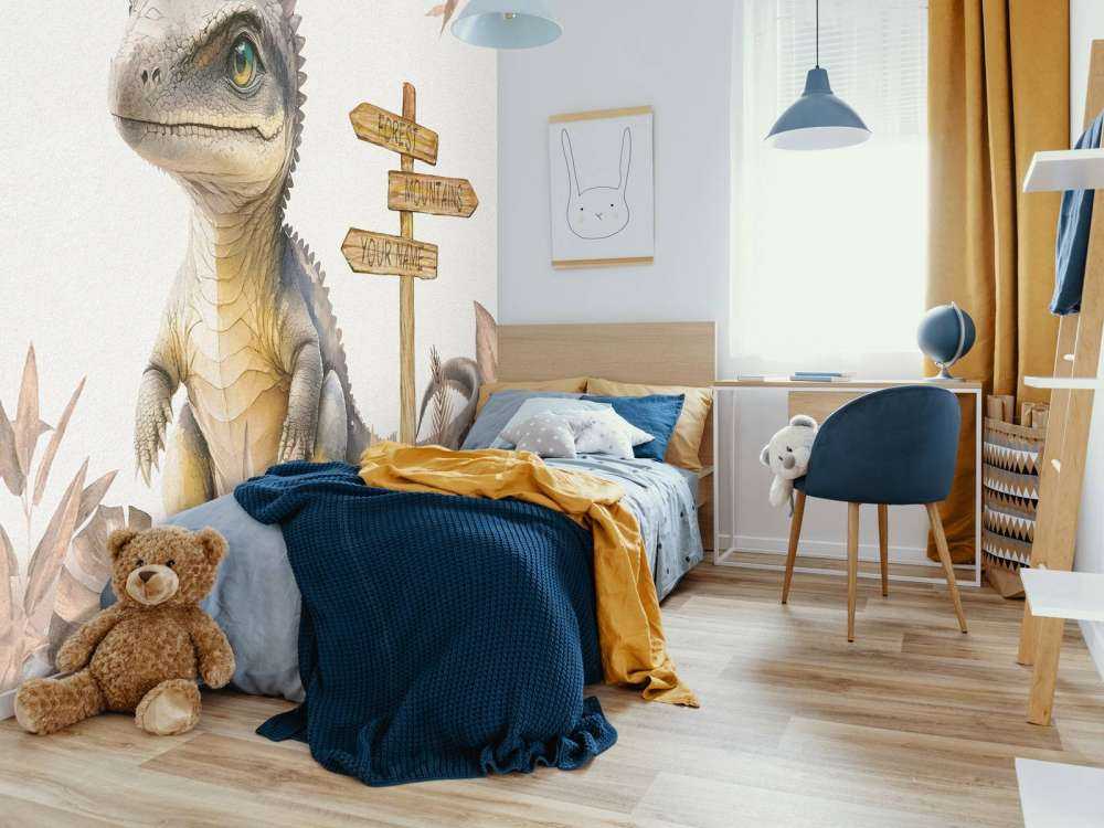 Baby-Spinosaurus im taupefarbenen Dschungel