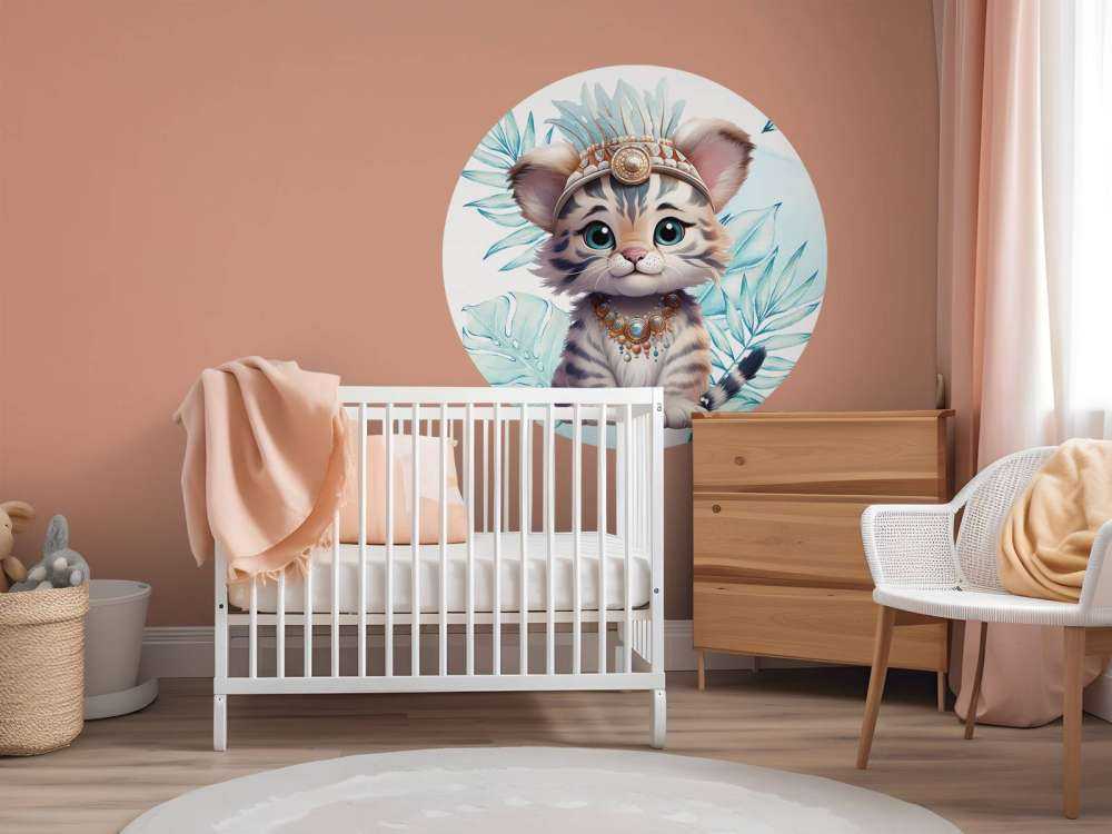 Babytiger und blaues Blatt