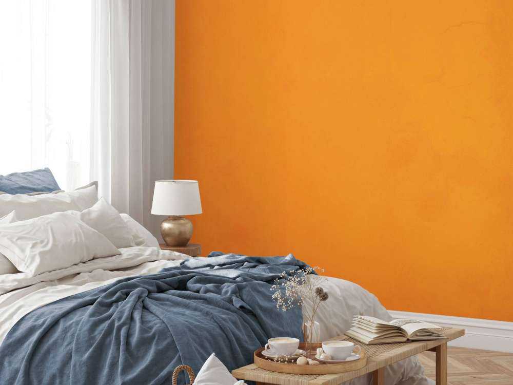Leuchtend orangefarbener Beton
