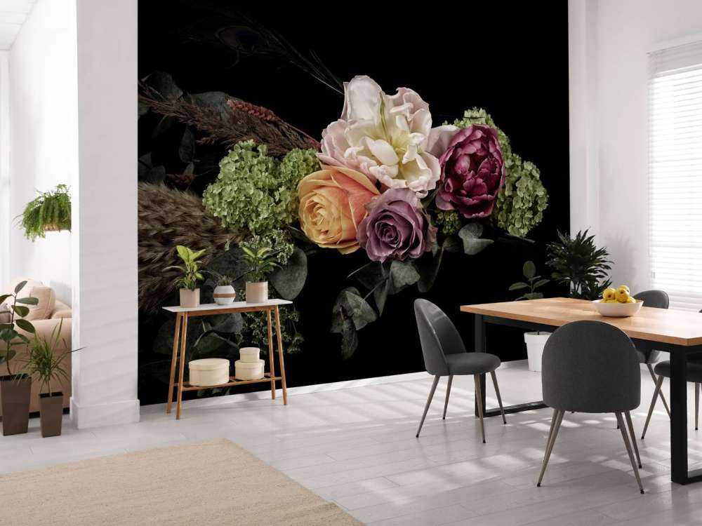 Pfauenfeder Blumenstrauß