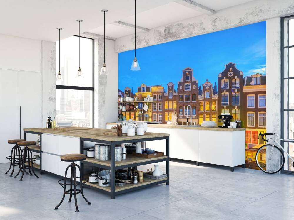 Häuser in Amsterdam bei Nacht