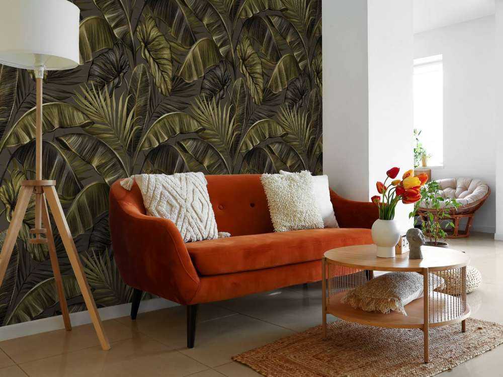 Dunkle Bananenblätter