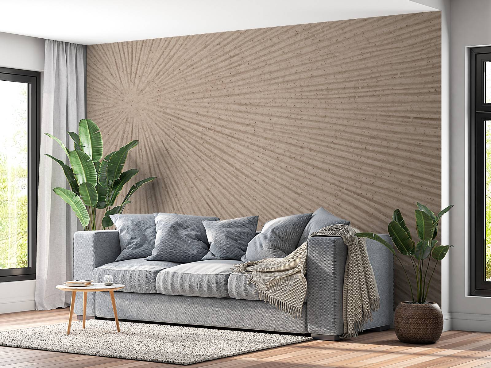 Fototapete - Struktur mit Linien Sonne in Beige