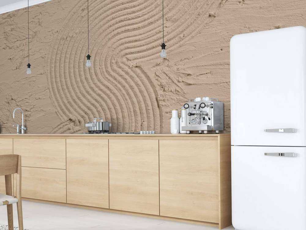 Organische Linien und Strukturen am Saum in Taupe