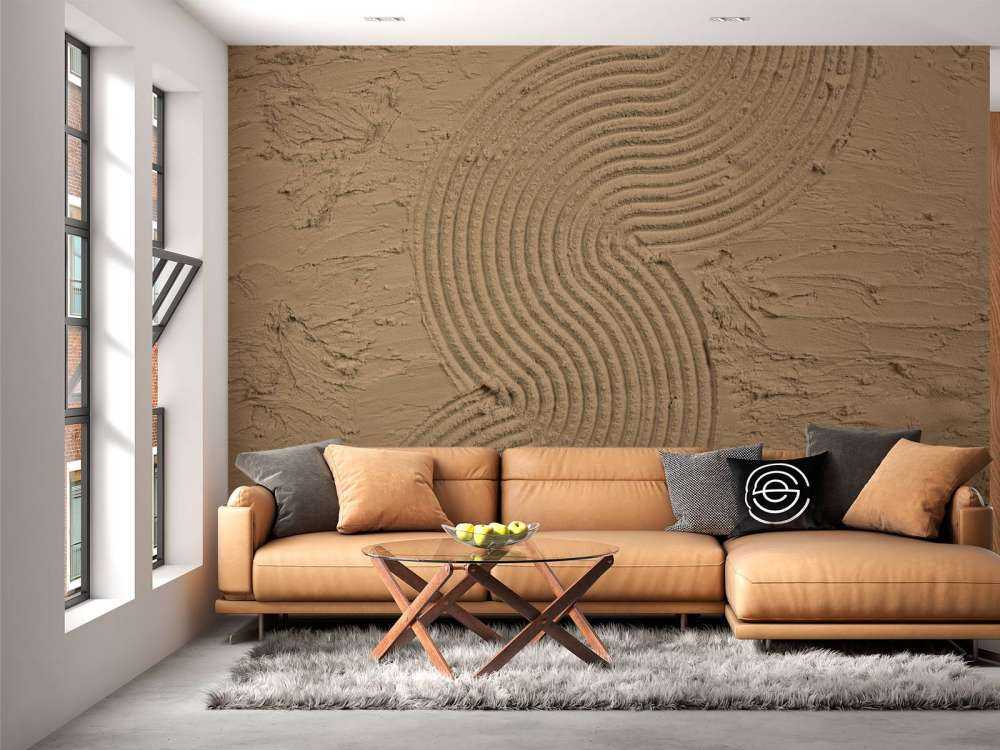 Organische Linien und Strukturen in goldbraunem Saum