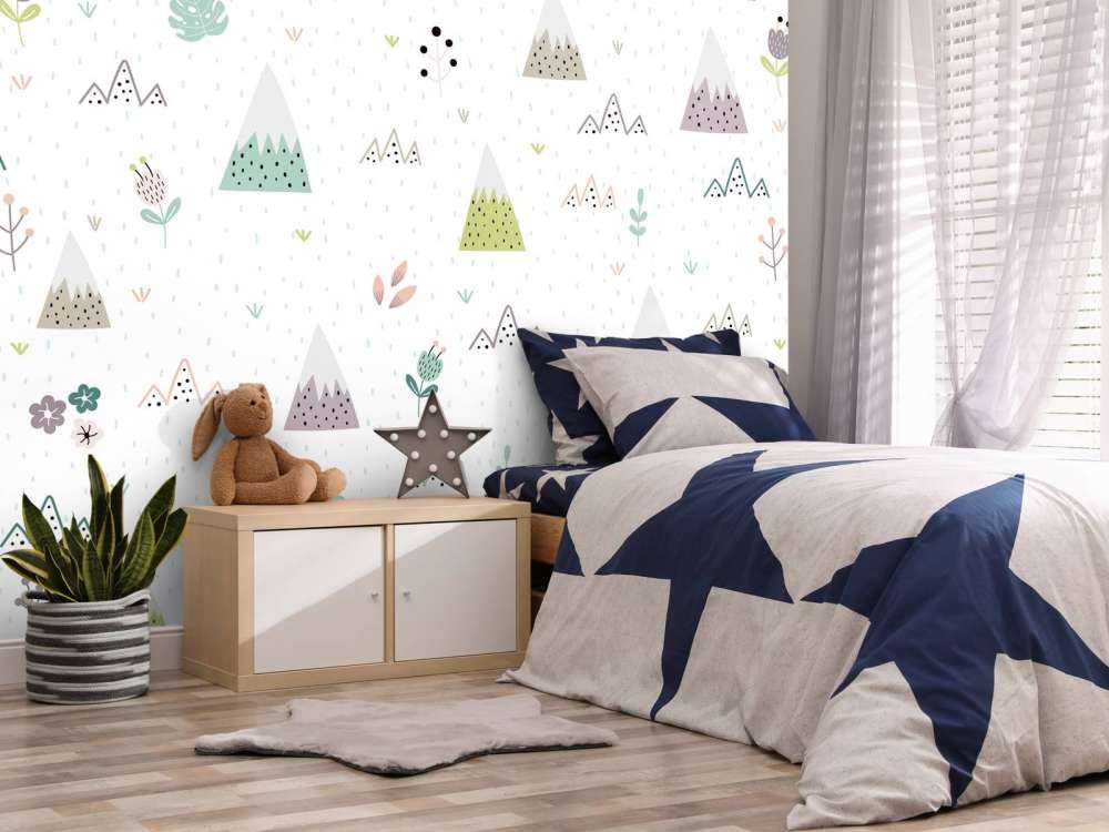 Berge, Pflanzen und Blumenmuster