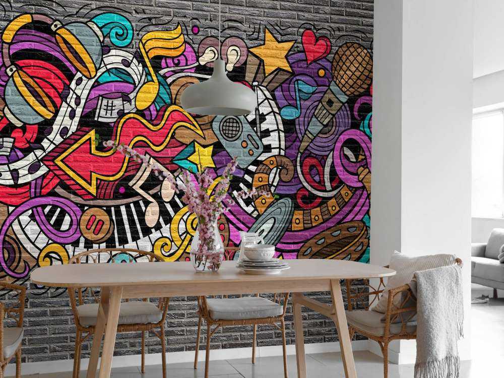 Musik-Graffiti auf Backstein